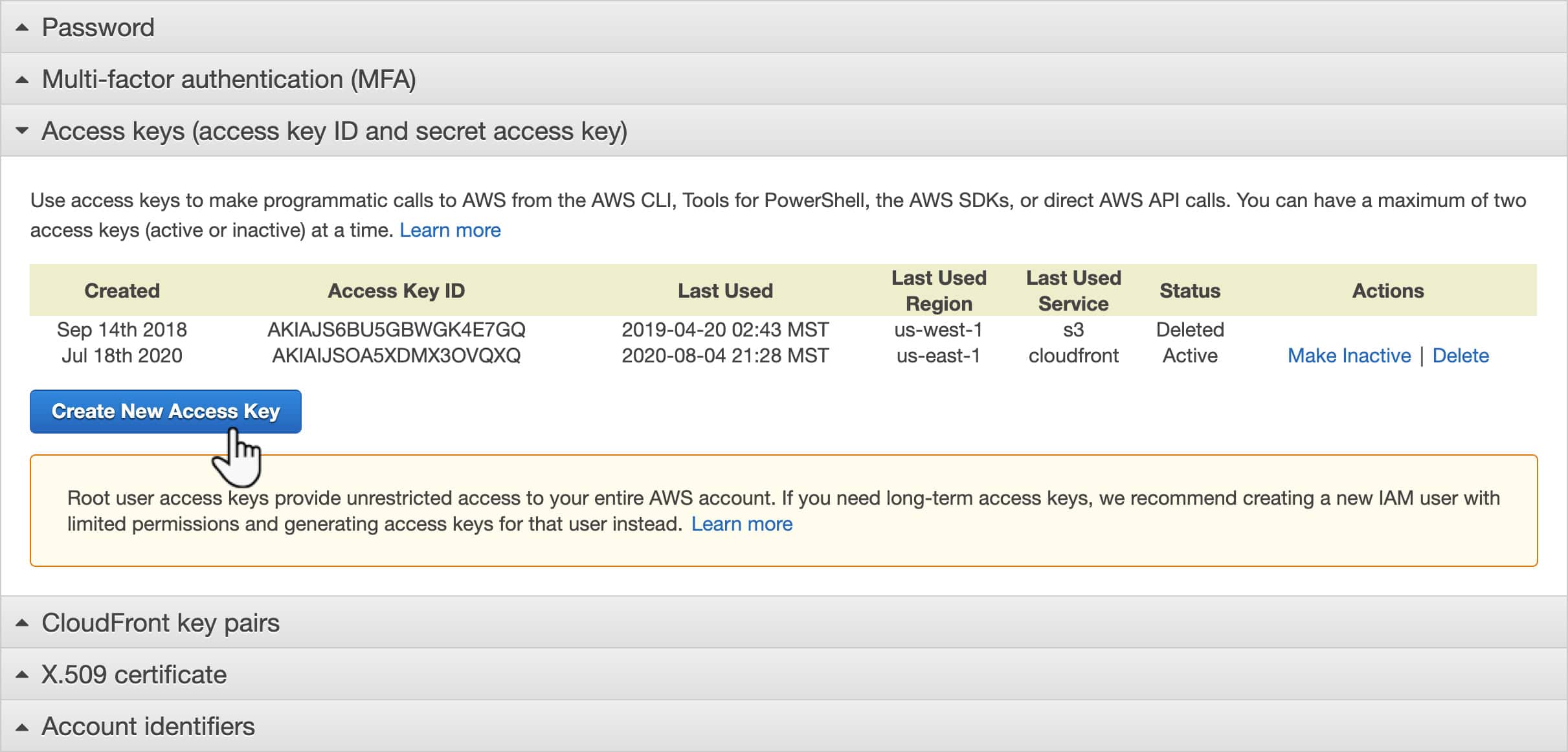 Screenshot 2: Step 4: Get Access Key & Secret Key