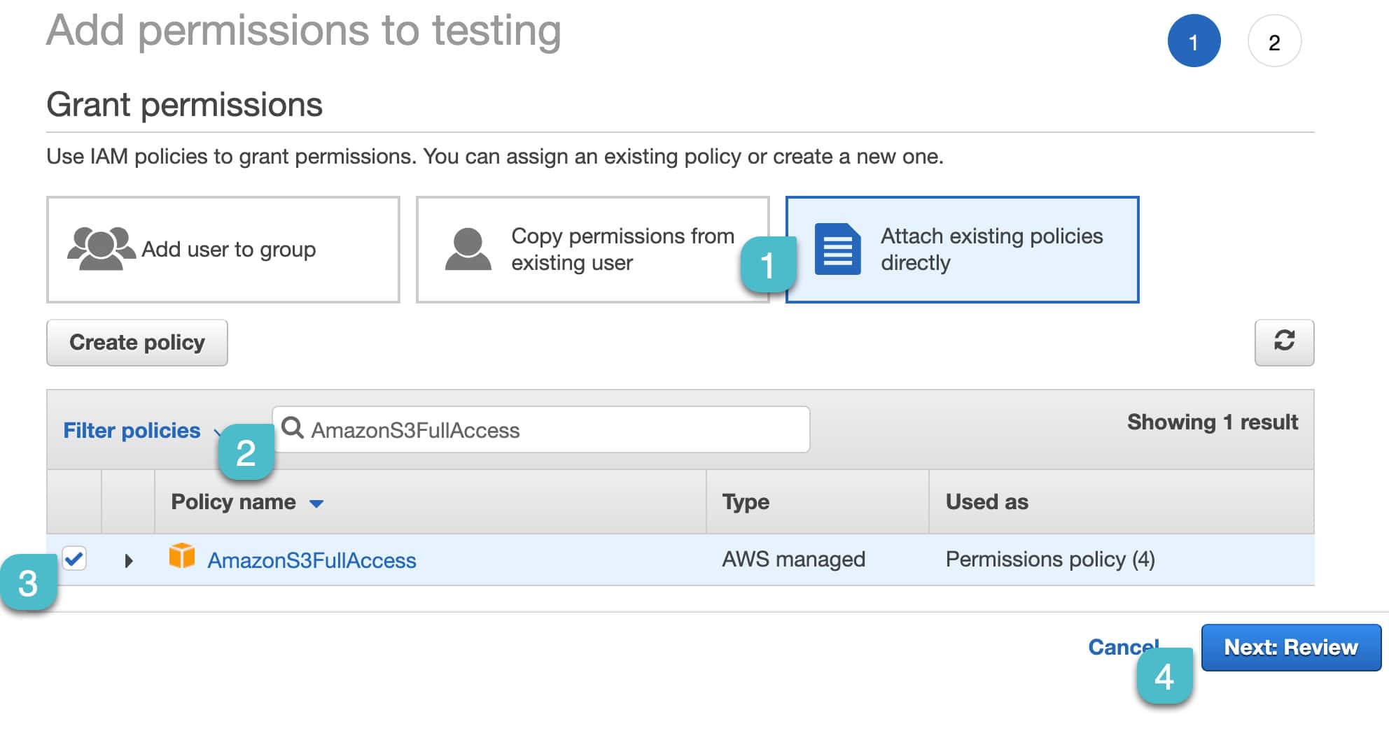 Screenshot 7: Step 4: Get Access Key & Secret Key