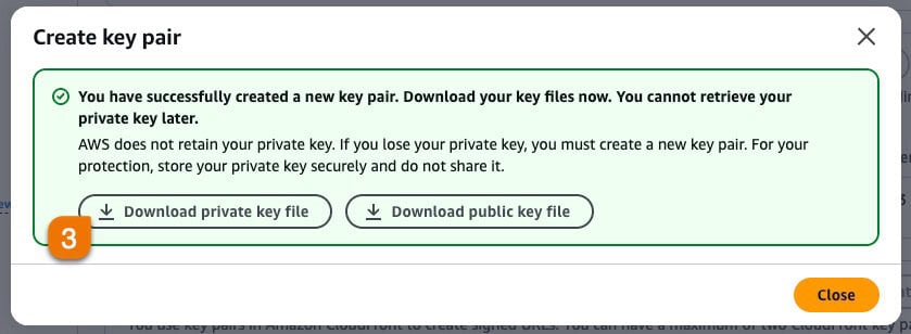 Screenshot 3: How to obtain your CloudFront Key Pair ID and Private Key