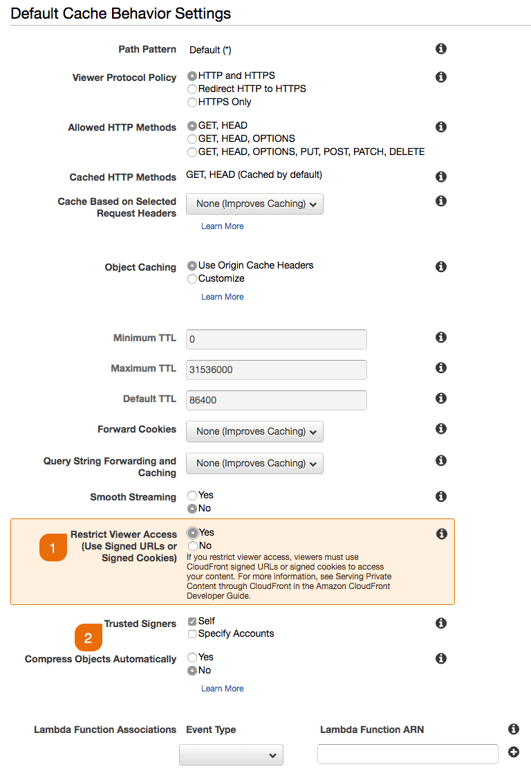 Screenshot 5: How to create a CloudFront distribution for S3 Media Maestro (versions 3.2.4 and below)