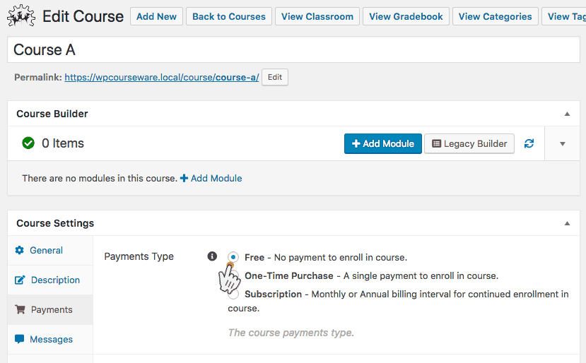 Screenshot 1: How do I set up payment options for my course(s)