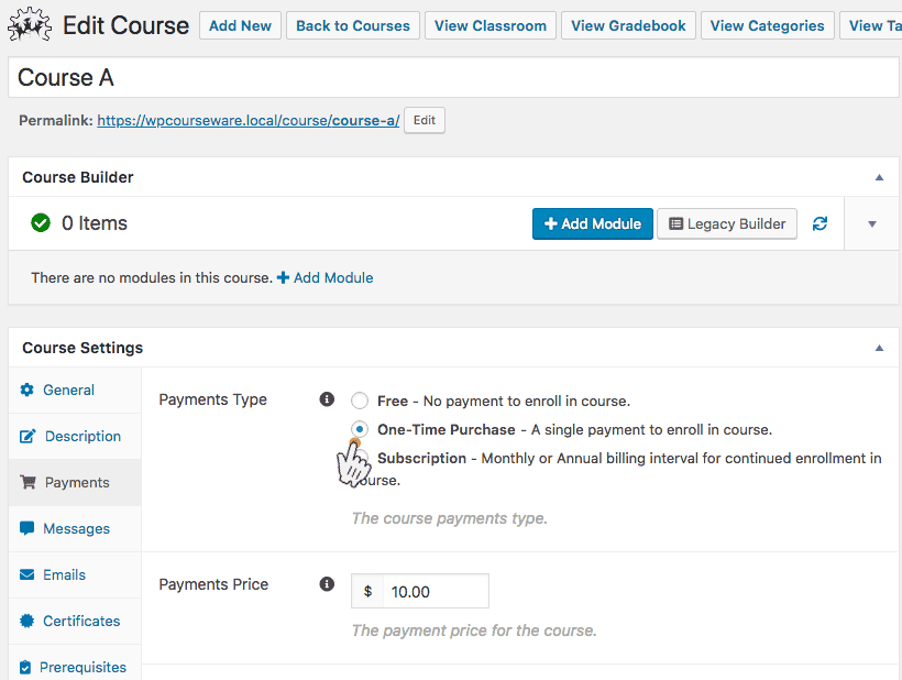 Screenshot 2: How do I set up payment options for my course(s)