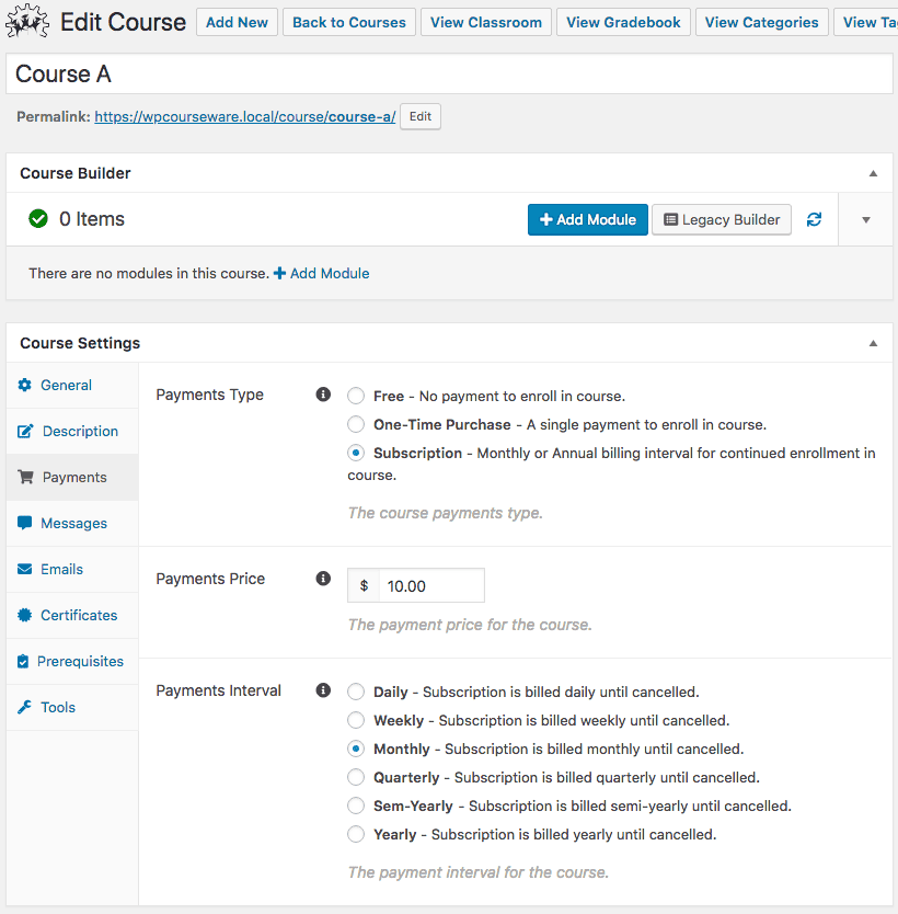 Screenshot 3: How do I set up payment options for my course(s)