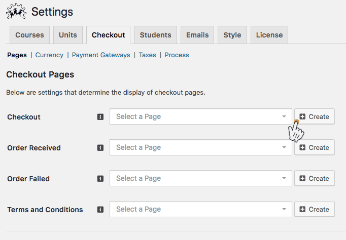 Screenshot 1: Create checkout pages