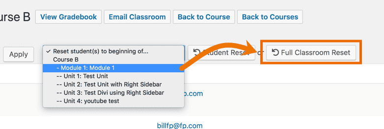 Screenshot 1: How can I reset progress for an entire classroom