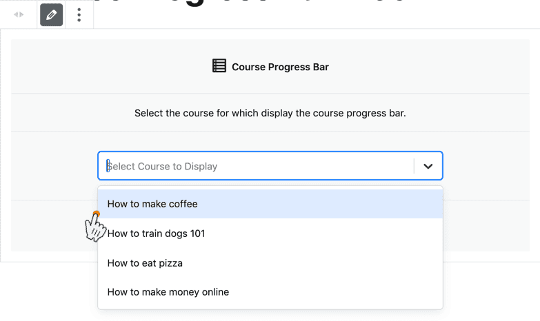 Screenshot 2: How do I use the Course Progress Bar block