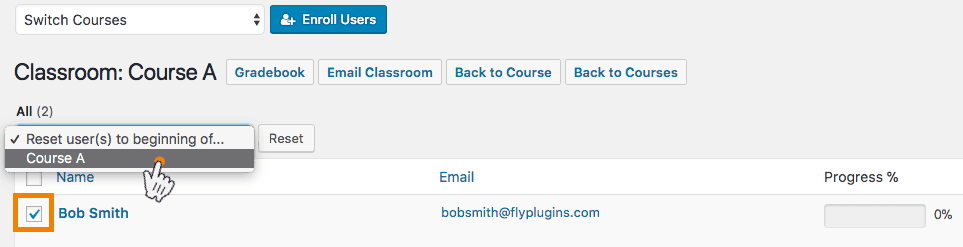 Screenshot 2: How can I reset a student to a previous unit or to the beginning of a course