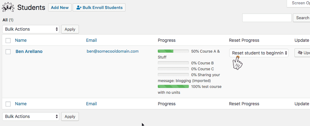 Screenshot 3: How can I reset a student to a previous unit or to the beginning of a course