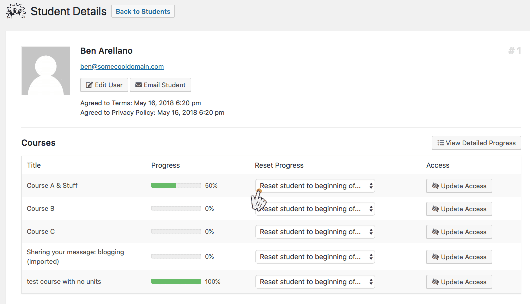 Screenshot 4: How can I reset a student to a previous unit or to the beginning of a course