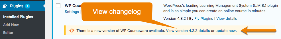 Screenshot 1: How do I update WP Courseware to the latest version